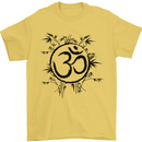 Yoga Symbol Sketch Meditation Mens T-Shirt 100% Cotton Yellow