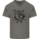 Yoga Symbol Sketch Meditation Mens V-Neck Cotton T-Shirt Charcoal
