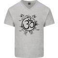 Yoga Symbol Sketch Meditation Mens V-Neck Cotton T-Shirt Sports Grey
