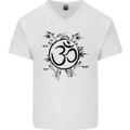 Yoga Symbol Sketch Meditation Mens V-Neck Cotton T-Shirt White