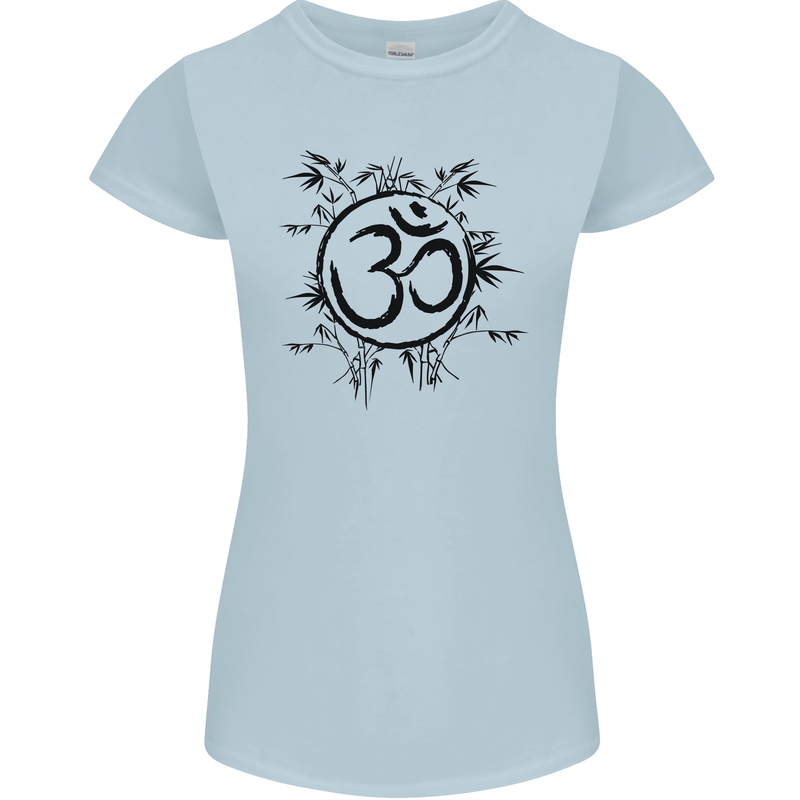 Yoga Symbol Sketch Meditation Womens Petite Cut T-Shirt Light Blue