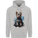 Yorkshire Terrier Splash Yorkie Dog Mens 80% Cotton Hoodie Sports Grey