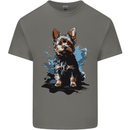 Yorkshire Terrier Splash Yorkie Dog Mens Cotton T-Shirt Tee Top Charcoal