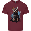 Yorkshire Terrier Splash Yorkie Dog Mens Cotton T-Shirt Tee Top Maroon