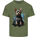 Yorkshire Terrier Splash Yorkie Dog Mens Cotton T-Shirt Tee Top Military Green