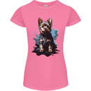 Yorkshire Terrier Splash Yorkie Dog Womens Petite Cut T-Shirt Azalea