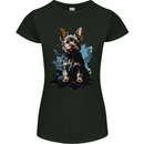Yorkshire Terrier Splash Yorkie Dog Womens Petite Cut T-Shirt Black