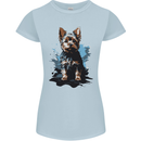 Yorkshire Terrier Splash Yorkie Dog Womens Petite Cut T-Shirt Light Blue