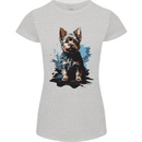 Yorkshire Terrier Splash Yorkie Dog Womens Petite Cut T-Shirt Sports Grey
