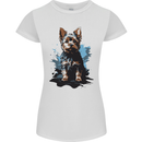 Yorkshire Terrier Splash Yorkie Dog Womens Petite Cut T-Shirt White