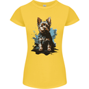 Yorkshire Terrier Splash Yorkie Dog Womens Petite Cut T-Shirt Yellow