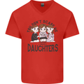 You Cant Scare Me I Have Daughters Fathers Day Mens V-Neck Cotton T-Shirt Red