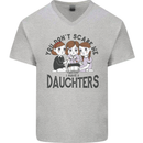 You Cant Scare Me I Have Daughters Fathers Day Mens V-Neck Cotton T-Shirt Sports Grey