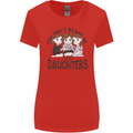 You Cant Scare Me I Have Daughters Fathers Day Womens Wider Cut T-Shirt Red