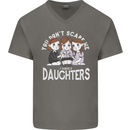 You Cant Scare Me I Have Daughters Mothers Day Mens V-Neck Cotton T-Shirt Charcoal