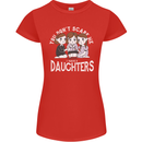 You Cant Scare Me I Have Daughters Mothers Day Womens Petite Cut T-Shirt Red