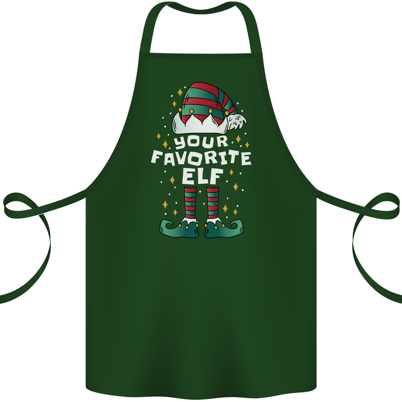 Your Favourite Elf Funny Christmas Xmas Cotton Apron 100% Organic Forest Green