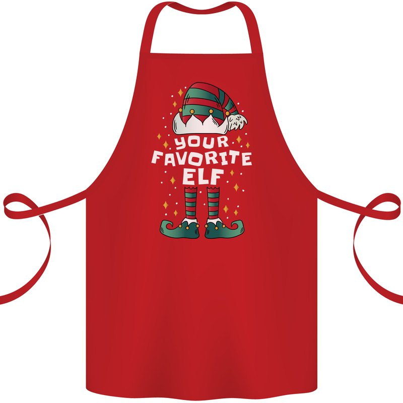 Your Favourite Elf Funny Christmas Xmas Cotton Apron 100% Organic Red