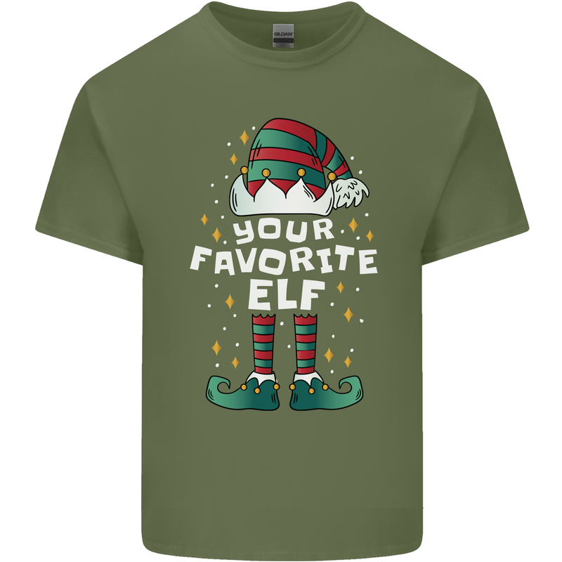 Your Favourite Elf Funny Christmas Xmas Mens Cotton T-Shirt Tee Top Military Green