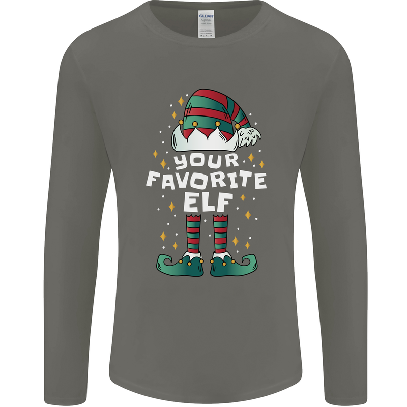 Your Favourite Elf Funny Christmas Xmas Mens Long Sleeve T-Shirt Charcoal