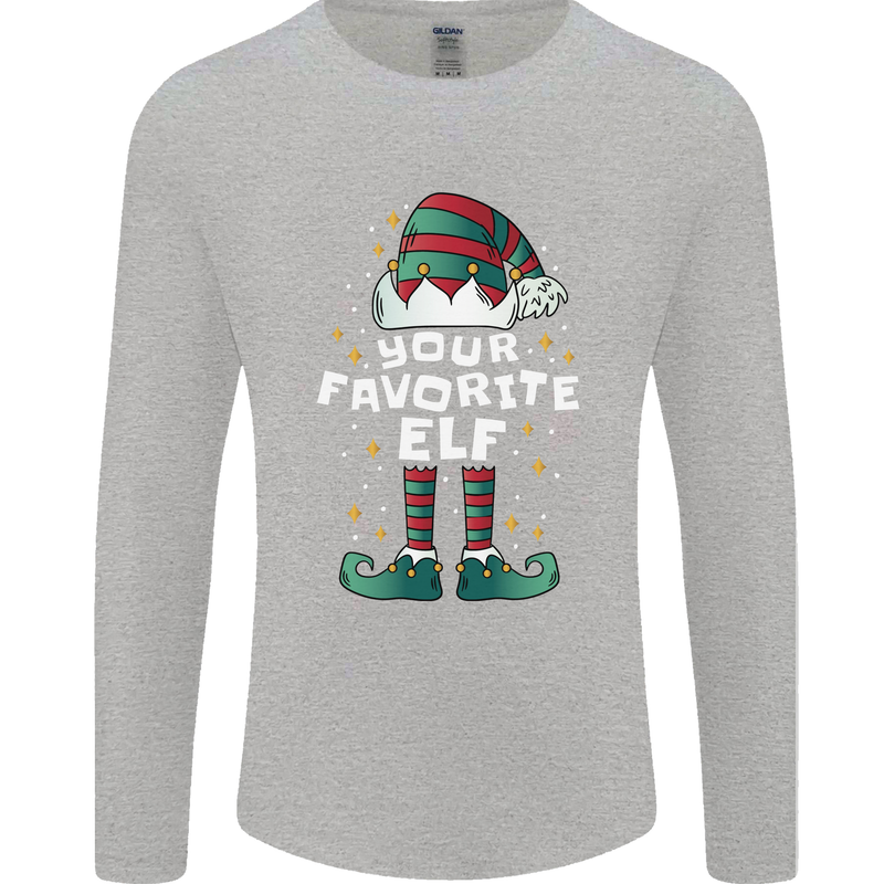 Your Favourite Elf Funny Christmas Xmas Mens Long Sleeve T-Shirt Sports Grey