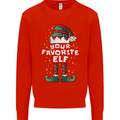 Your Favourite Elf Funny Christmas Xmas Mens Sweatshirt Jumper Bright Red