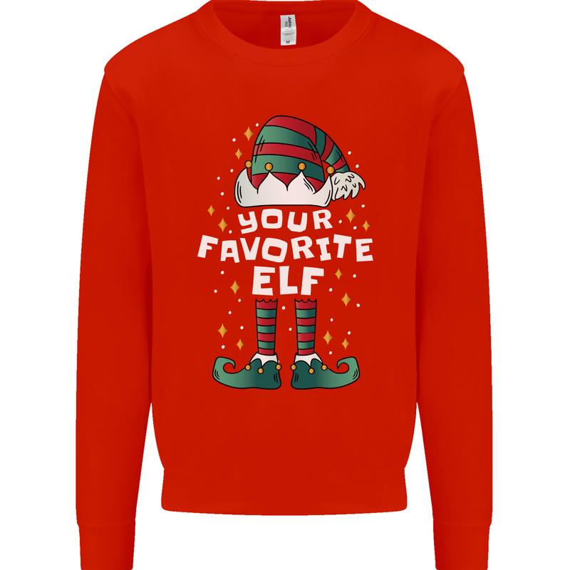 Your Favourite Elf Funny Christmas Xmas Mens Sweatshirt Jumper Bright Red