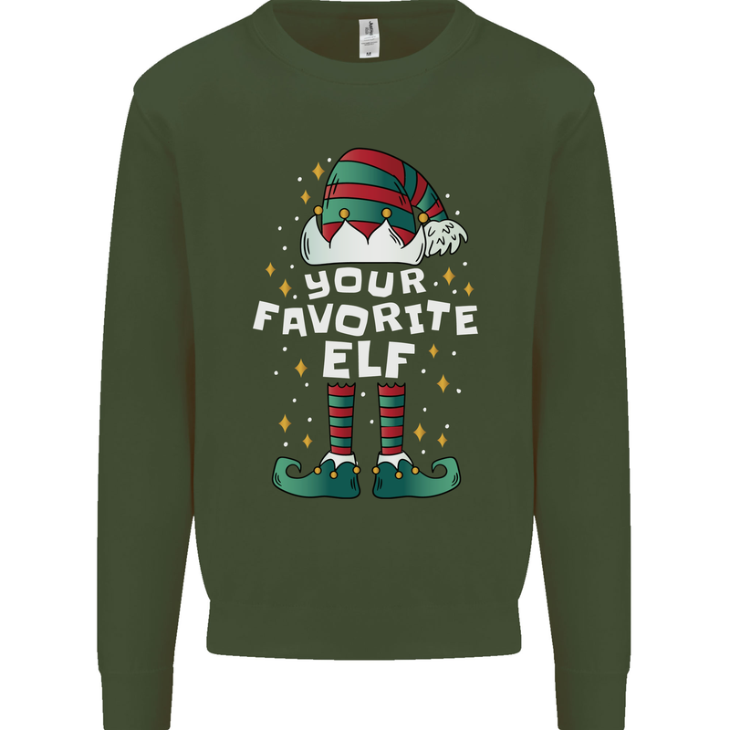 Your Favourite Elf Funny Christmas Xmas Mens Sweatshirt Jumper Forest Green