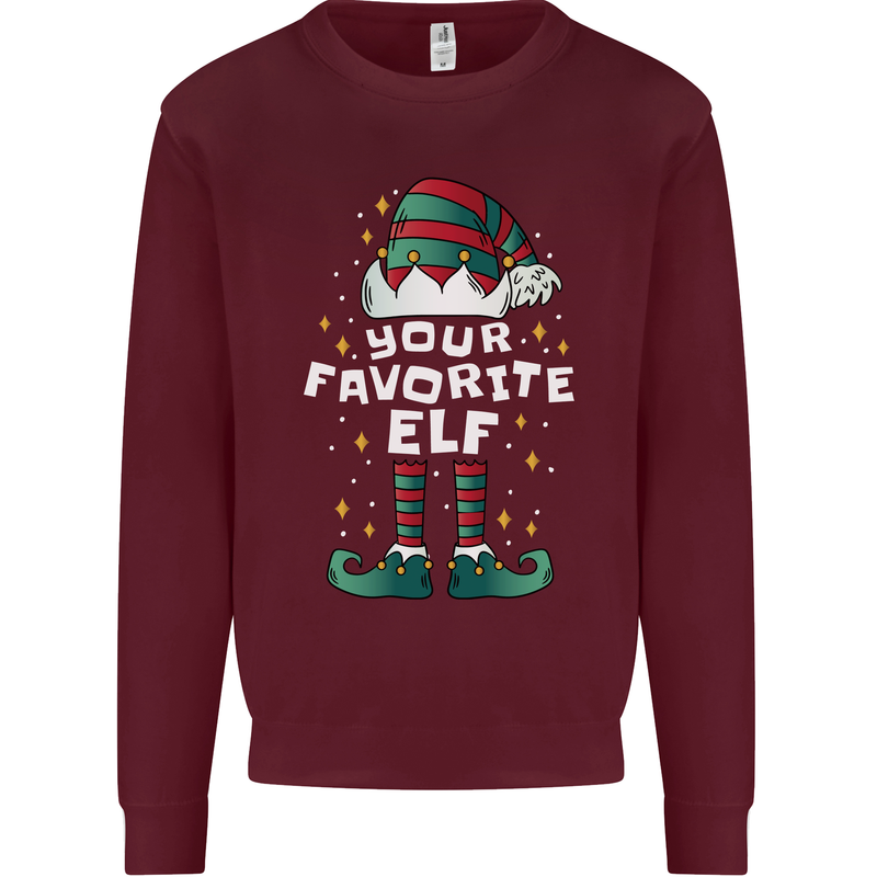 Your Favourite Elf Funny Christmas Xmas Mens Sweatshirt Jumper Maroon