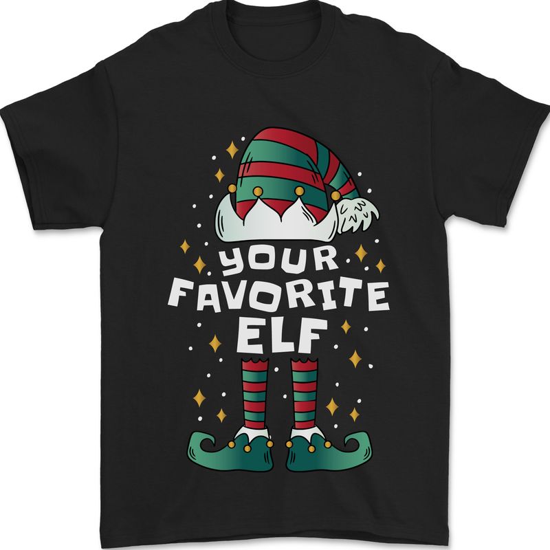 Your Favourite Elf Funny Christmas Xmas Mens T-Shirt 100% Cotton Black