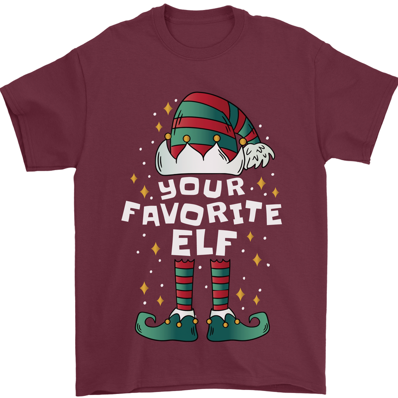 Your Favourite Elf Funny Christmas Xmas Mens T-Shirt 100% Cotton Maroon