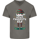 Your Favourite Elf Funny Christmas Xmas Mens V-Neck Cotton T-Shirt Charcoal
