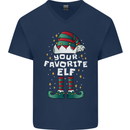 Your Favourite Elf Funny Christmas Xmas Mens V-Neck Cotton T-Shirt Navy Blue