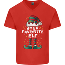 Your Favourite Elf Funny Christmas Xmas Mens V-Neck Cotton T-Shirt Red