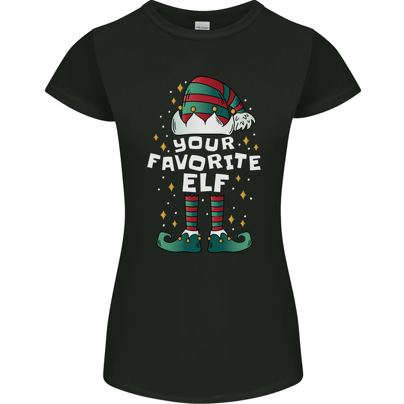 Your Favourite Elf Funny Christmas Xmas Womens Petite Cut T-Shirt Black