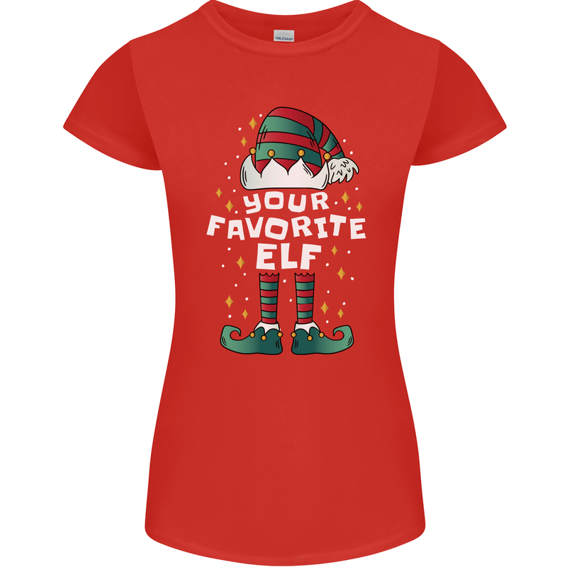 Your Favourite Elf Funny Christmas Xmas Womens Petite Cut T-Shirt Red