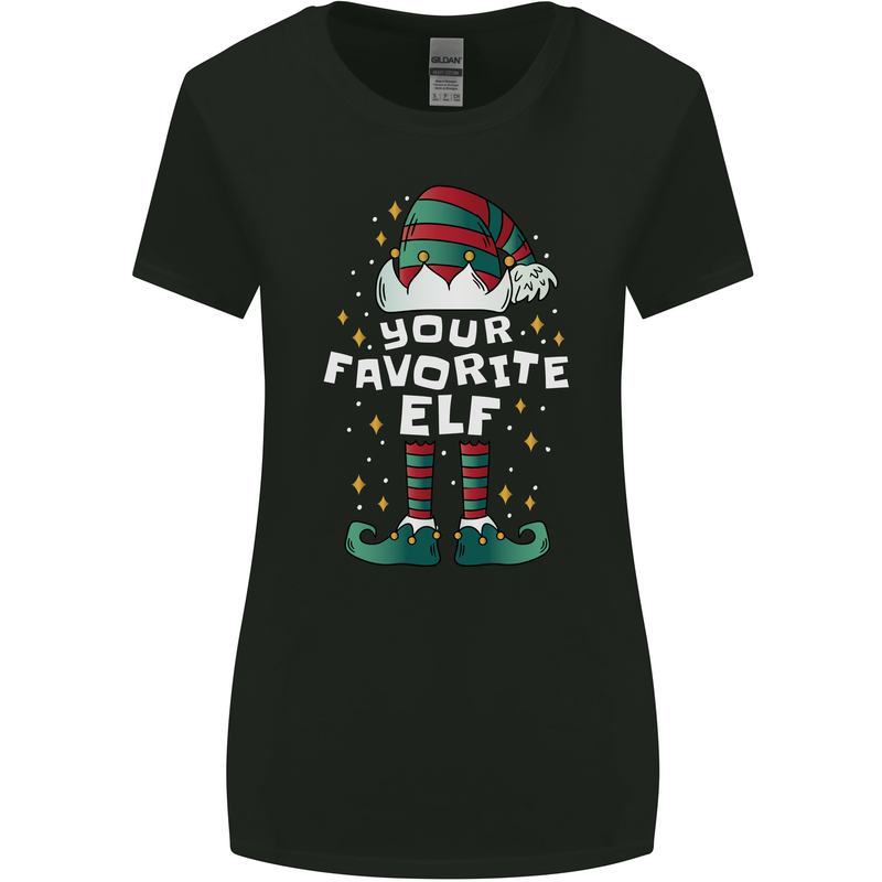 Your Favourite Elf Funny Christmas Xmas Womens Wider Cut T-Shirt Black