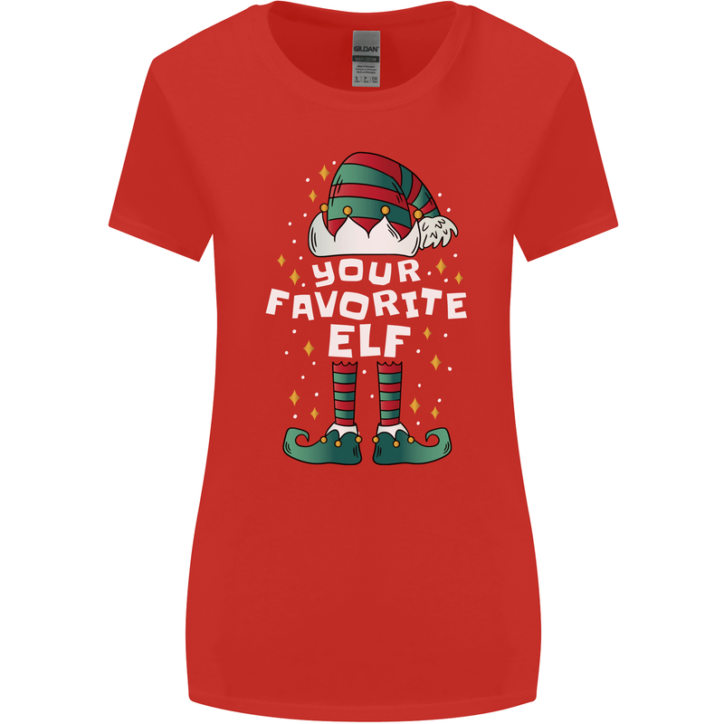 Your Favourite Elf Funny Christmas Xmas Womens Wider Cut T-Shirt Red