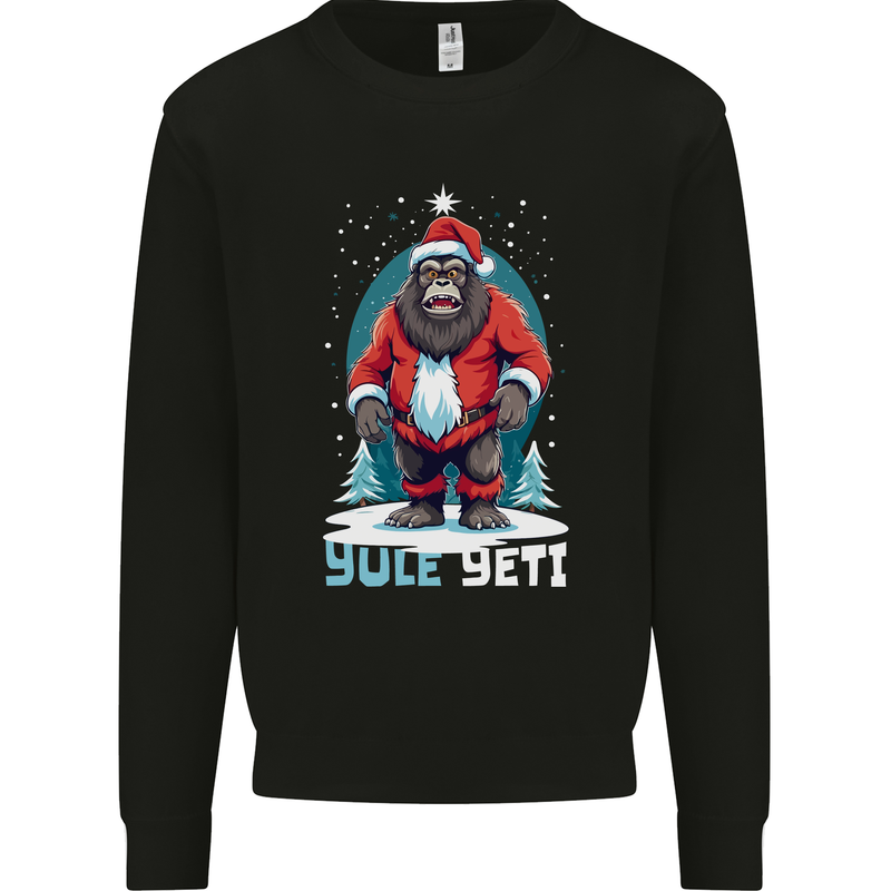 Yule Yeti Funny Christmas Bigfoot Sasquatch Xmas Kids Sweatshirt Jumper Black