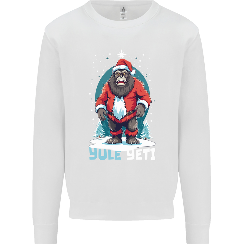 Yule Yeti Funny Christmas Bigfoot Sasquatch Xmas Mens Sweatshirt Jumper White
