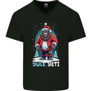 Yule Yeti Funny Christmas Bigfoot Sasquatch Xmas Mens V-Neck Cotton T-Shirt Black