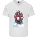 Yule Yeti Funny Christmas Bigfoot Sasquatch Xmas Mens V-Neck Cotton T-Shirt White