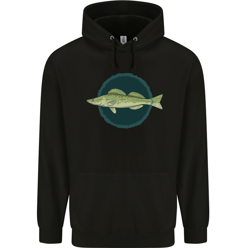 Zander Pikeperch Fish Fishing Fisherman Mens 80% Cotton Hoodie Black