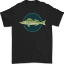 Zander Pikeperch Fish Fishing Fisherman Mens Gildan Cotton T-Shirt Black