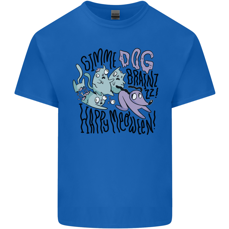 Zombie Cats Funny Halloween Dog Brains Kids T-Shirt Childrens Royal Blue