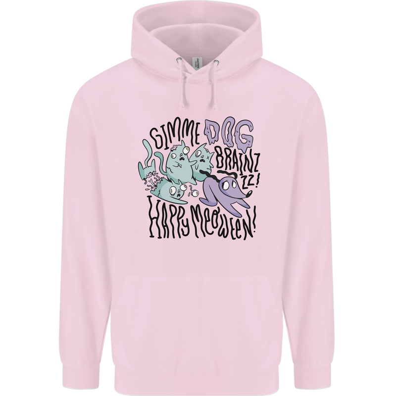 Zombie Cats Funny Halloween Dog Brains Mens 80% Cotton Hoodie Light Pink