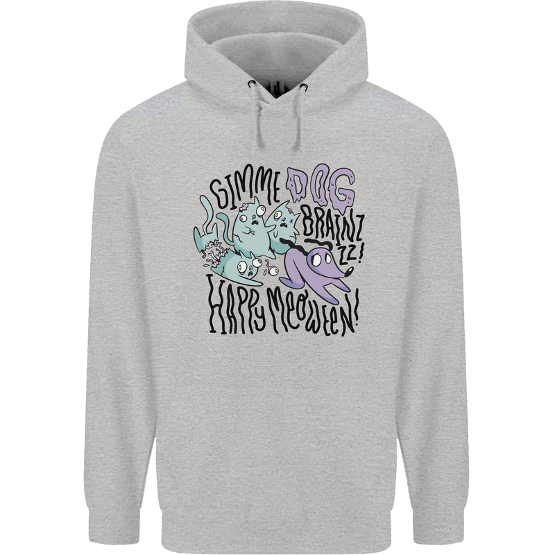 Zombie Cats Funny Halloween Dog Brains Mens 80% Cotton Hoodie Sports Grey