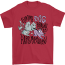 Zombie Cats Funny Halloween Dog Brains Mens T-Shirt 100% Cotton Red