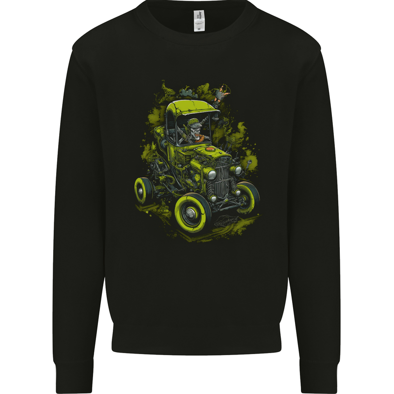 Zombie Hot Rod Halloween Horror Mens Sweatshirt Jumper Black