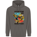Zombie Kickin Some Ass Really Hard Mens 80% Cotton Hoodie Charcoal